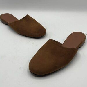 Jenny Kayne Womens Italy Brown Suede Round Slip On Mule Shoes 37 US 7 AS IS